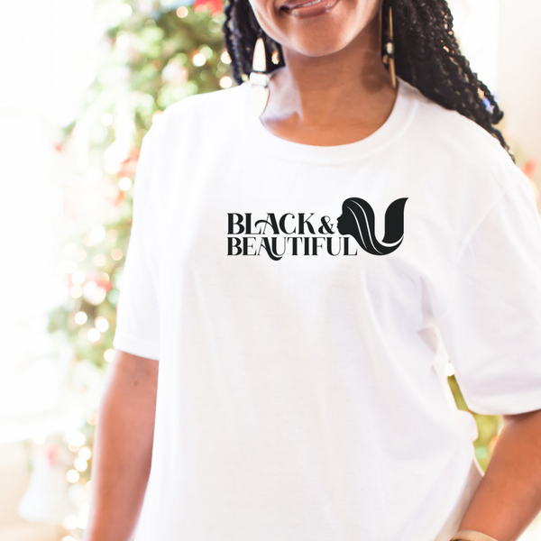 Black & Beautiful U Black Logo Tee, Black woman T shirt, Black woman gift