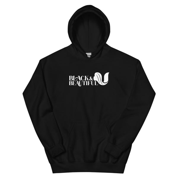 Black & Beautiful U Unisex Hoodie White Logo Hoodie for black women, Black Empowerment