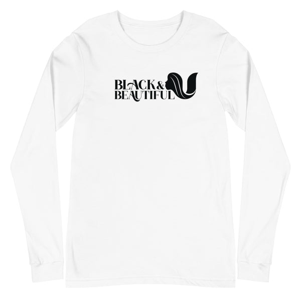 Black & Beautiful U Unisex Long Sleeve White Tee, Shirt for Black women, Black Women gift